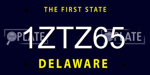 1ZTZ65 Delaware License Plate