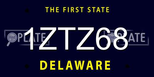 1ZTZ68 Delaware License Plate
