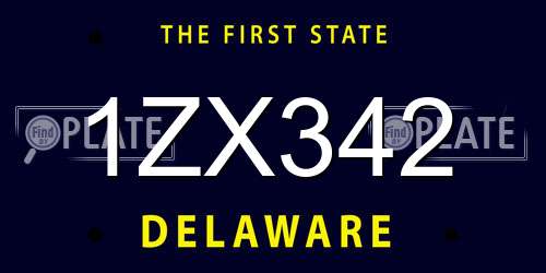 1ZX342 Delaware License Plate