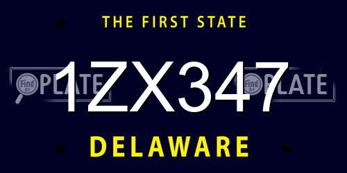 1ZX347 Delaware License Plate