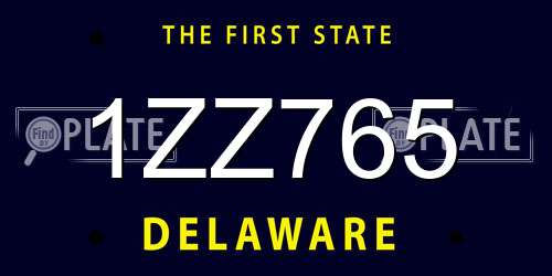 1ZZ765 Delaware License Plate