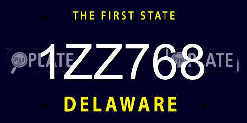 1ZZ768 Delaware License Plate