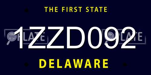 1ZZD092 Delaware License Plate