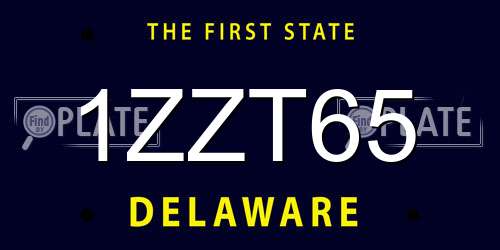 1ZZT65 Delaware License Plate