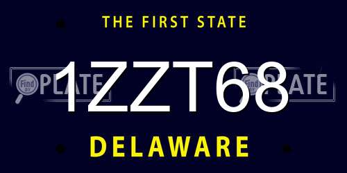 1ZZT68 Delaware License Plate
