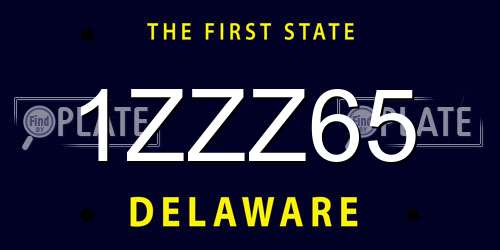 1ZZZ65 Delaware License Plate