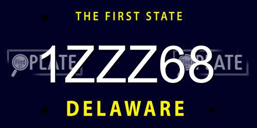 1ZZZ68 Delaware License Plate