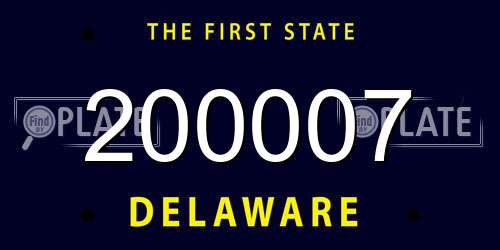 200007 Delaware License Plate