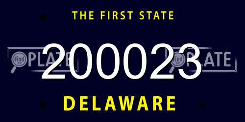 200023 Delaware License Plate