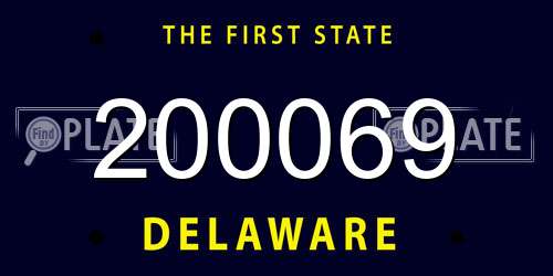 200069 Delaware License Plate