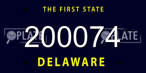 200074 Delaware License Plate