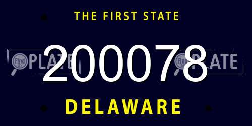 200078 Delaware License Plate