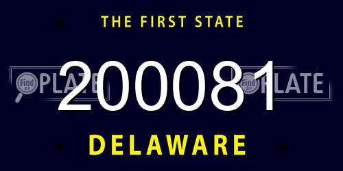 200081 Delaware License Plate