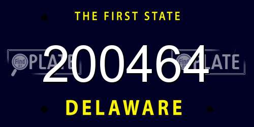 200464 Delaware License Plate