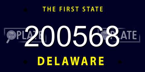 200568 Delaware License Plate