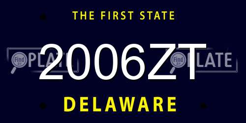 2006ZT Delaware License Plate