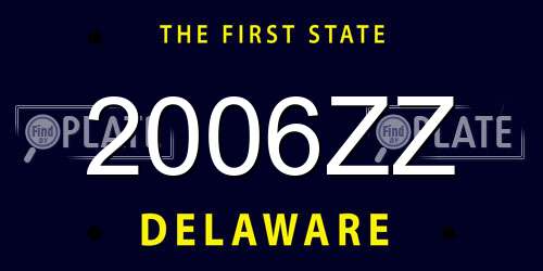 2006ZZ Delaware License Plate