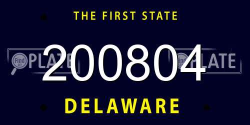 200804 Delaware License Plate