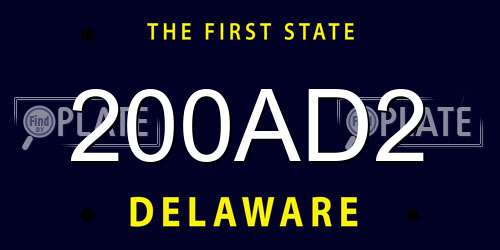 200AD2 Delaware License Plate