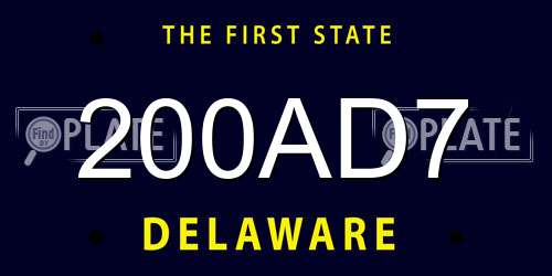 200AD7 Delaware License Plate