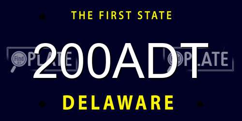 200ADT Delaware License Plate
