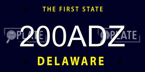 200ADZ Delaware License Plate