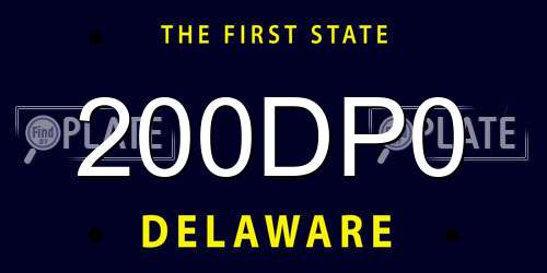 200DP0 Delaware License Plate