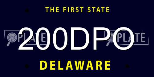 200DPO Delaware License Plate