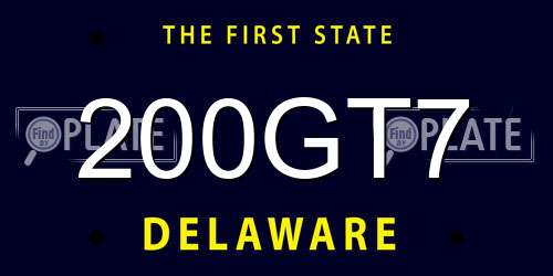 200GT7 Delaware License Plate