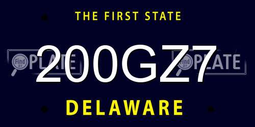 200GZ7 Delaware License Plate