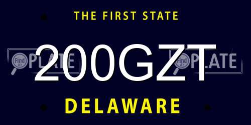 200GZT Delaware License Plate