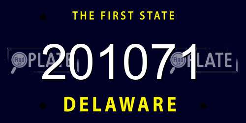 201071 Delaware License Plate