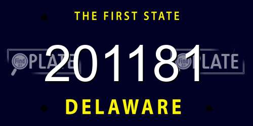 201181 Delaware License Plate