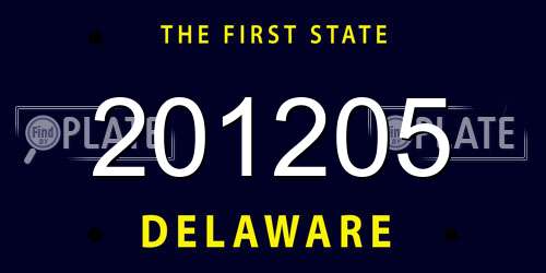 201205 Delaware License Plate