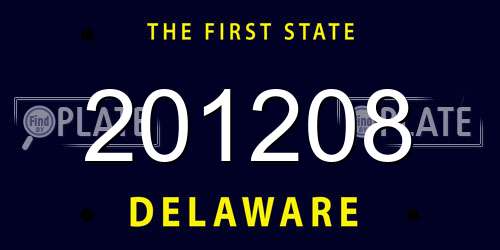 201208 Delaware License Plate