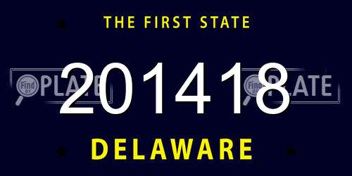 201418 Delaware License Plate