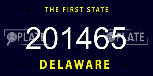 201465 Delaware License Plate