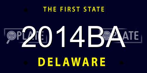 2014BA Delaware License Plate