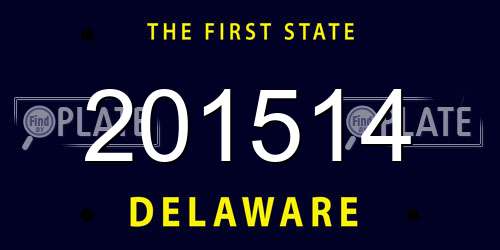 201514 Delaware License Plate