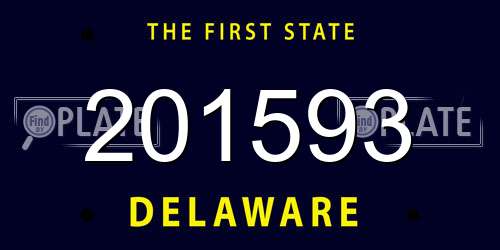 201593 Delaware License Plate