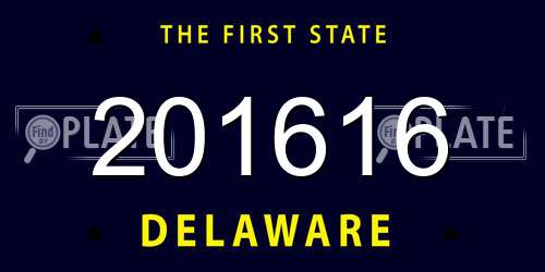 201616 Delaware License Plate