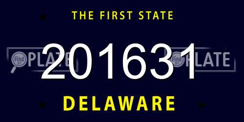 201631 Delaware License Plate