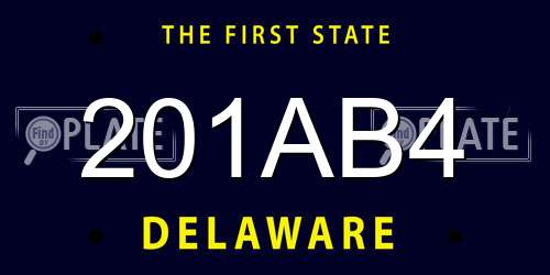 201AB4 Delaware License Plate