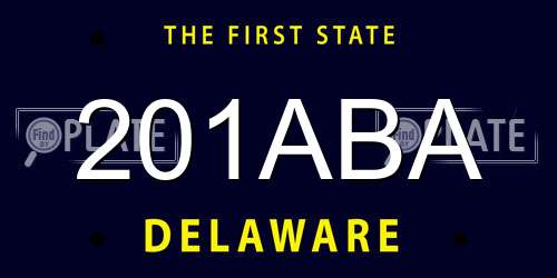 201ABA Delaware License Plate