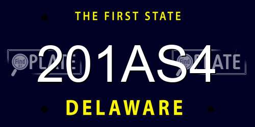 201AS4 Delaware License Plate