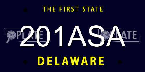 201ASA Delaware License Plate