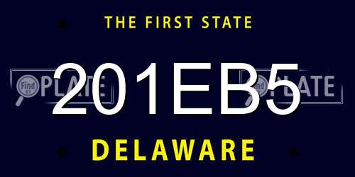 201EB5 Delaware License Plate