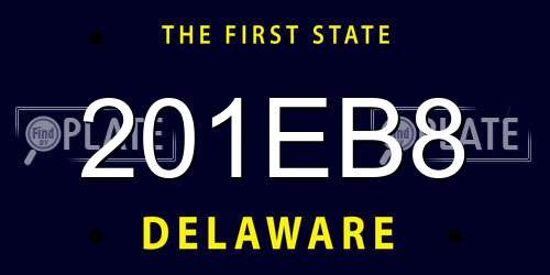 201EB8 Delaware License Plate