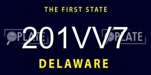 201VV7 Delaware License Plate