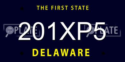 201XP5 Delaware License Plate